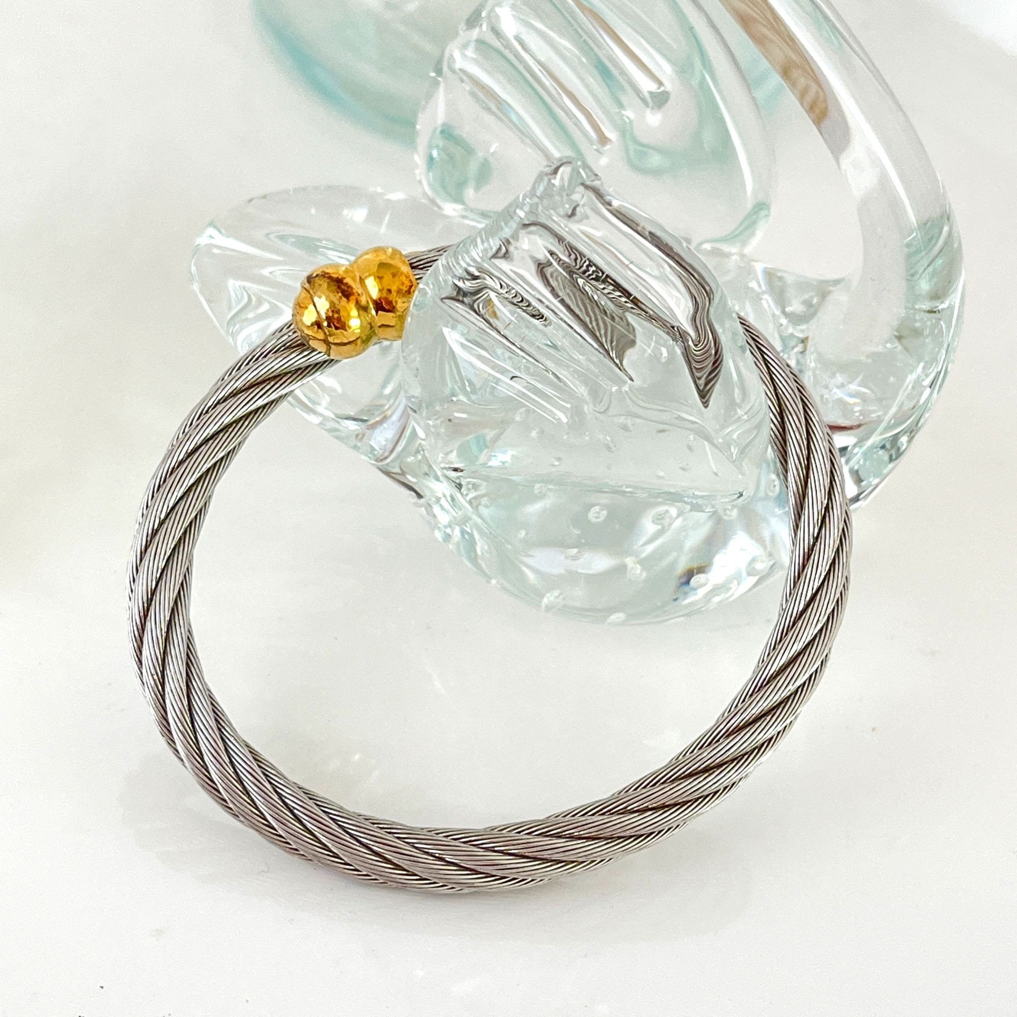 Bracelet Vintage En Métal Tressé Bicolore Cuivré Et Argenté - Style Art Déco, Laiton Et Cuivre