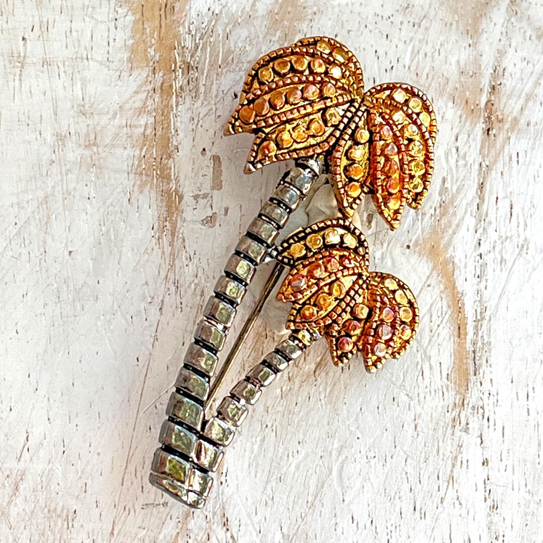 Palm Tree Pin Vintage Tropical Palm Trees Mixed Metals Brooch Pin - Etsy