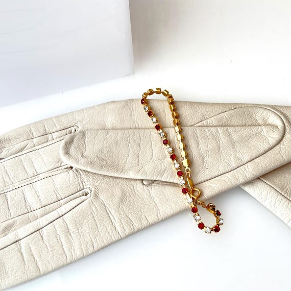 Vintage Ruby Red Rhinestone Delicate Eternity Ten… - image 4