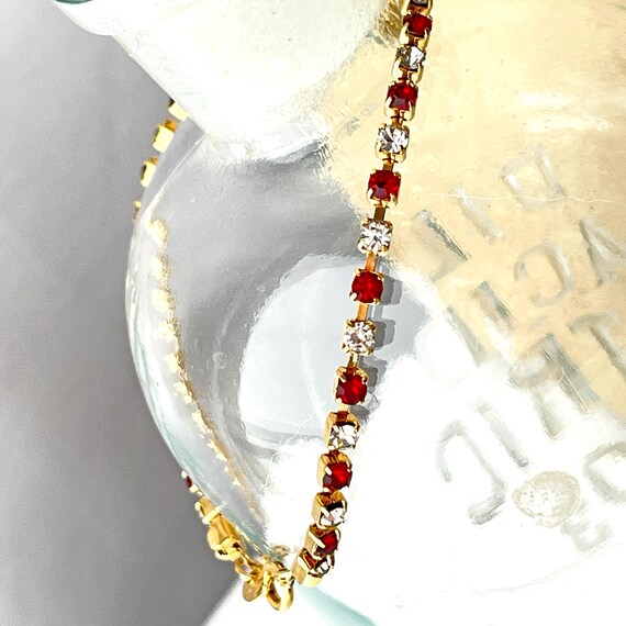 Vintage Ruby Red Rhinestone Delicate Eternity Ten… - image 3