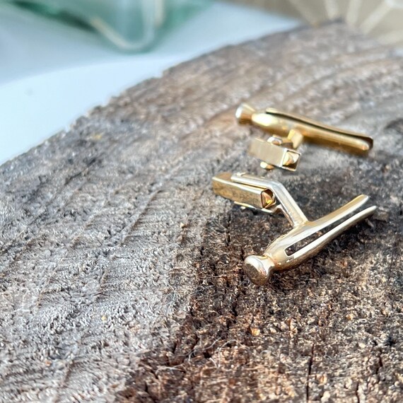 Vintage 1940s Swank Gold Tone Clothespin Cufflinks
