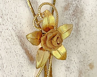 Vintage 1960s Filigree Flower Floral Slide Lariat Bolero Side Necklace