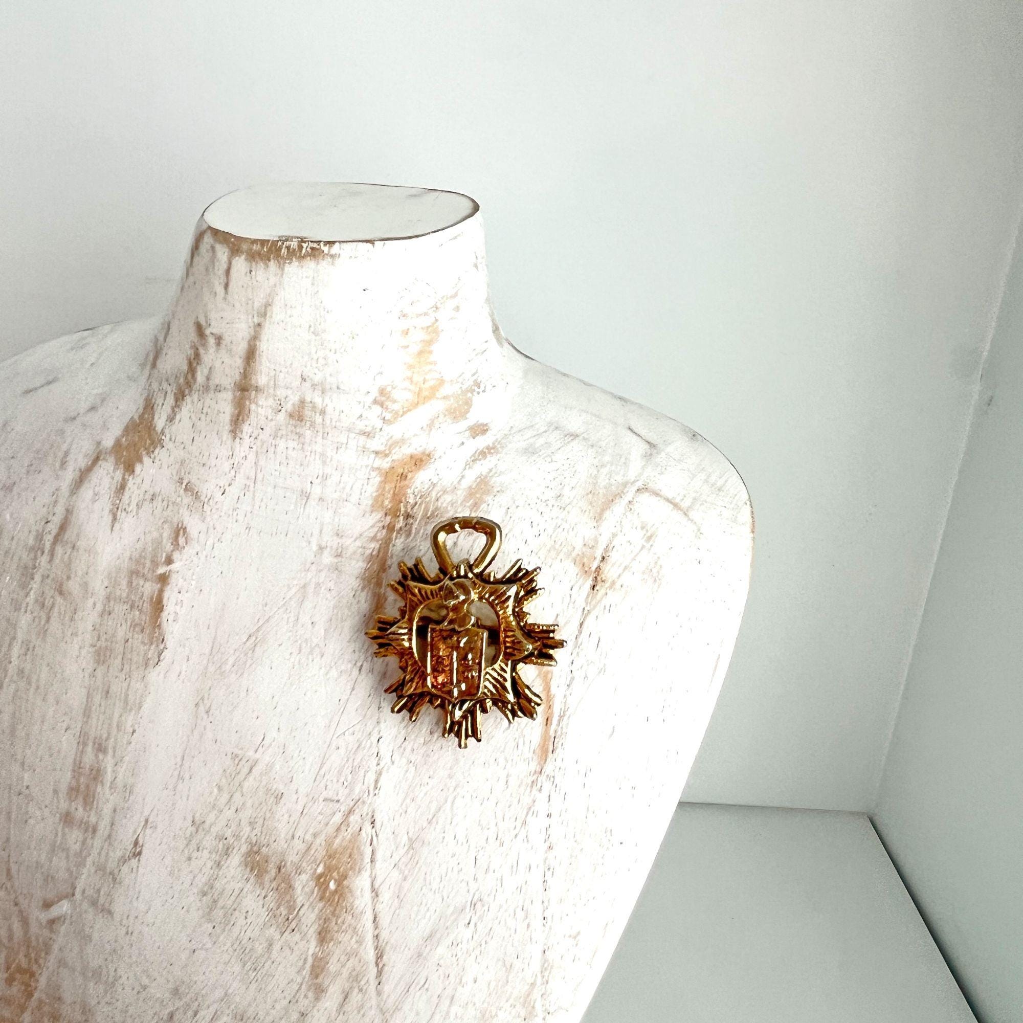 Broche Héraldique Ancienne Heaume De Chevalier Or - État Parfait, Vintage Rare Réf 276 France