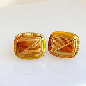 Vintage Speidel Gold Tone Rectangle Cufflinks Two Texture 1950s