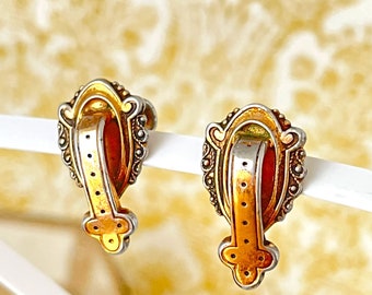 1940s Coro Gold Tone Victorian Style Earrings