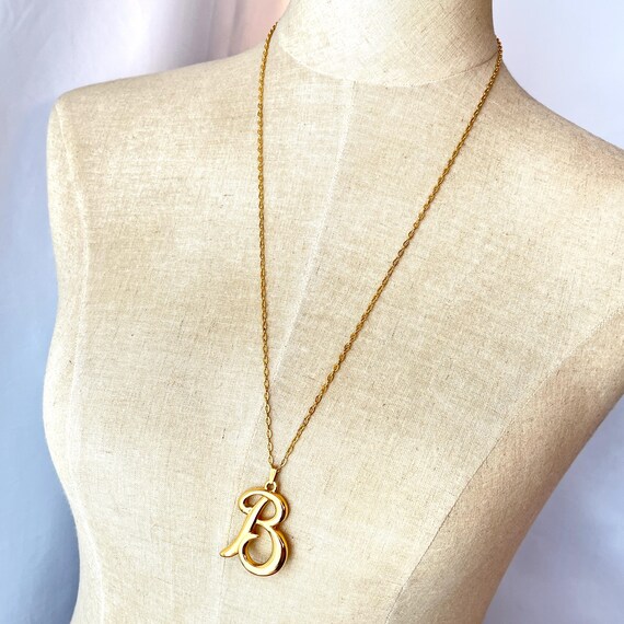 Vintage Cursive Letter B Initial Monogram Necklac… - image 3