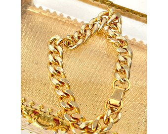 Bracelet Chaîne Cubaine Gourmette Réglable Couleur Or - Bijou Rétro Vintage - Occasion