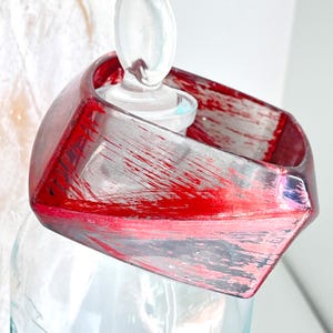 Vintage Chunky Plast Lucite Rosa Genomskinlig Fyrkantig Armring Manschettarmband