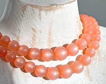 Vintage Pink Moonglow Lucite Doppelstrang Halskette 1960s