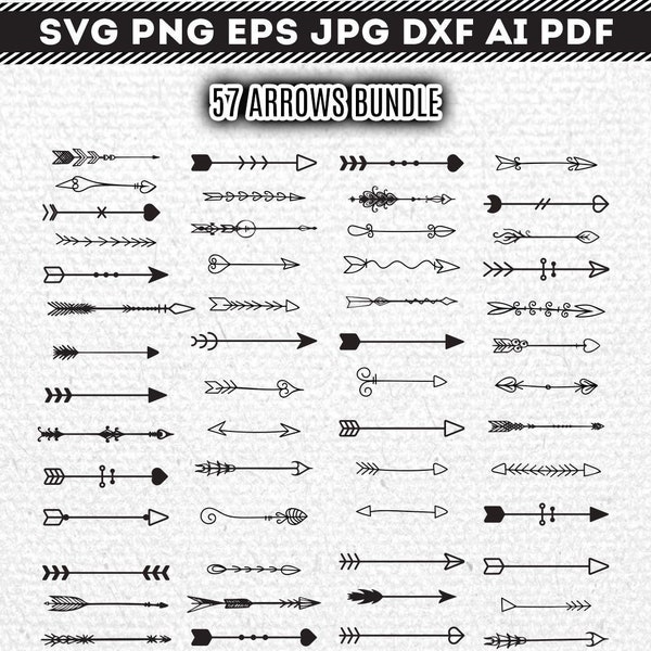 57 Arrow SVG cut file bundle, Instant Download, Printable Vector, Clip Art, Arrow SVG Bundle