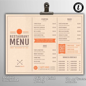 Retro Style Restaurant Menu Template, Simple Retro Menu Template ...