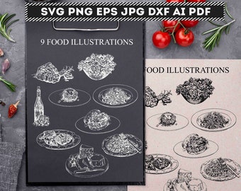 Food drawings, Food vectors, Food Illustrations, Food Clipart, Food Graphic Design, Food Design Files, Food SVG, Food SVG Files