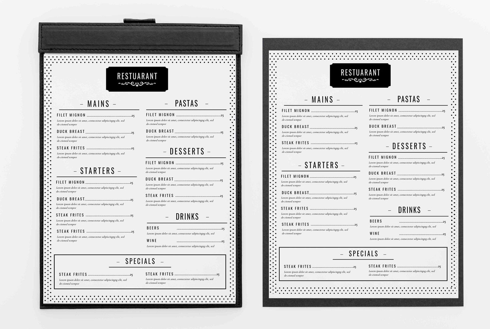 Modern Restaurant Menu Template, Simple Restaurant Menu Templates
