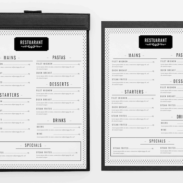 Modern Restaurant Menu Template, Simple Restaurant Menu Templates, Restaurant Menu Templates, Simple Restaurant Menu Design, DIY Menu