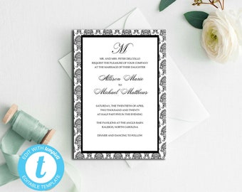 Printable Wedding Invitation Set Template Download, Wedding Invitations, Wedding Template, Wedding Invites, RSVP Card