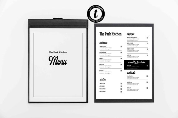 Simple Restaurant Menu Template Restaurant Food Menu | Etsy