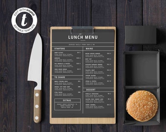 Minimalist Restaurant Menu Template, Simple Menu Template, Restaurant Menu Template, DIY Restaurant Menu Templett