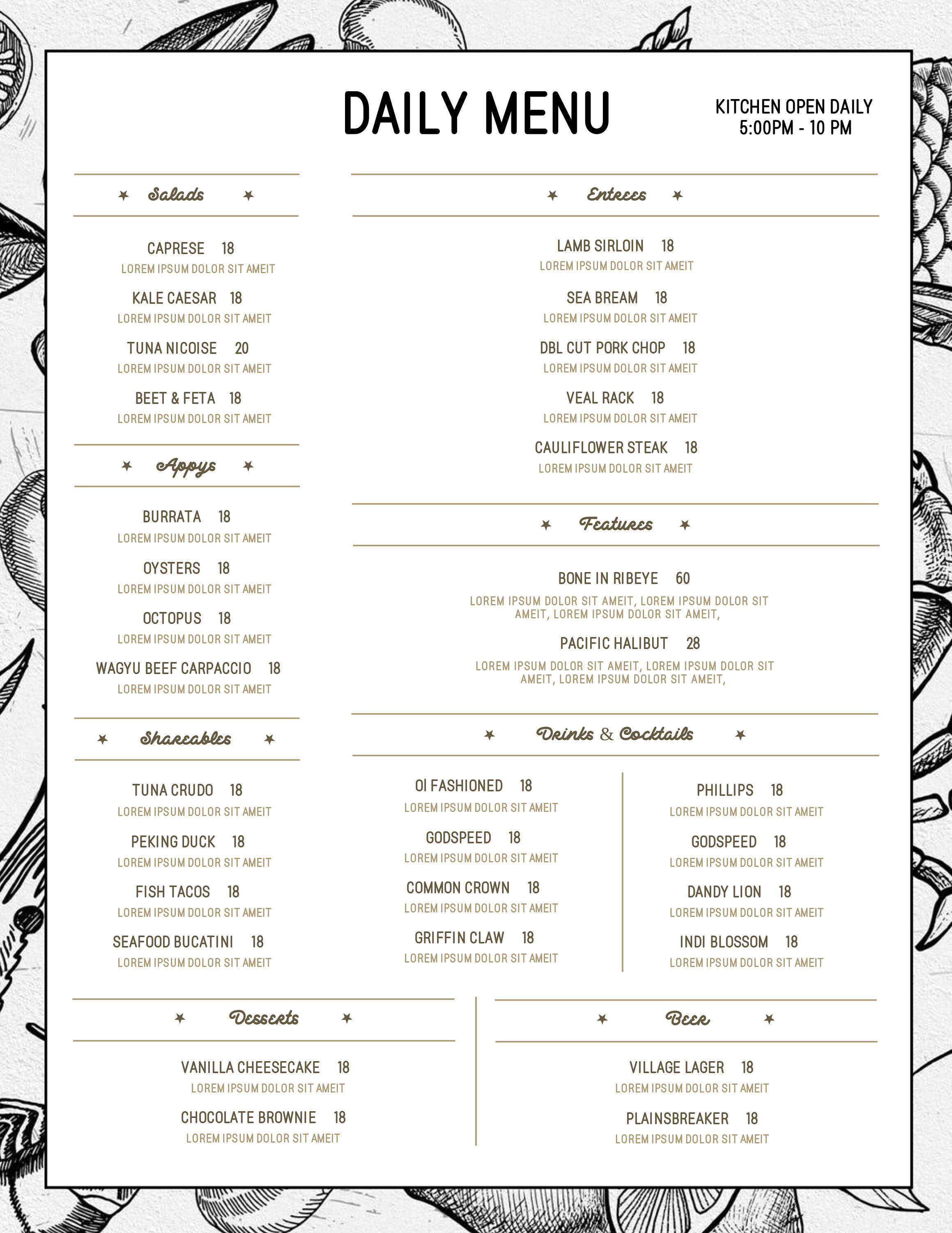 Simple Restaurant Menu Template, Restaurant Menu Template, Simple Menu ...