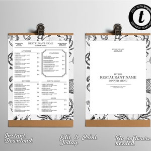 Seafood Restaurant Menu, Seafood Restaurant Menu Template, Simple Restaurant Menu Template, Simple Menu Design in Templett, Menu Templett image 1