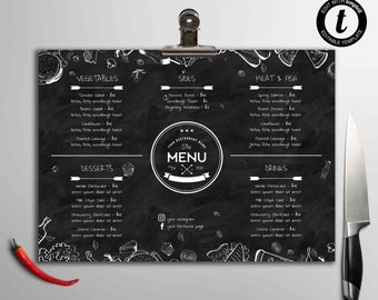 Chalkboard Style Menu Template, Restaurant Menu Templates, DIY Menu Template
