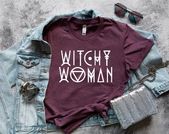 Witchy Woman Graphic Quote T-Shirt - Short-Sleeved Cotton Halloween Witchcraft Magic Tee in Various Colors | Wiccan Shirt Gifts for Her
