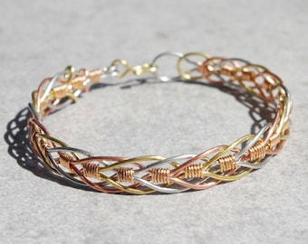 Braided Wire Bracelet: Bronze, Brass, Copper, Stainless Steel Bangle