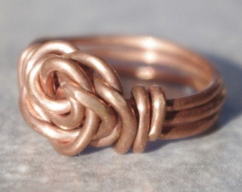 Copper wire brided wrapped ring - flower Gift for mother, girlfriend, fiance, wife for Valentine's Day, anniversary Adjust size and pattern