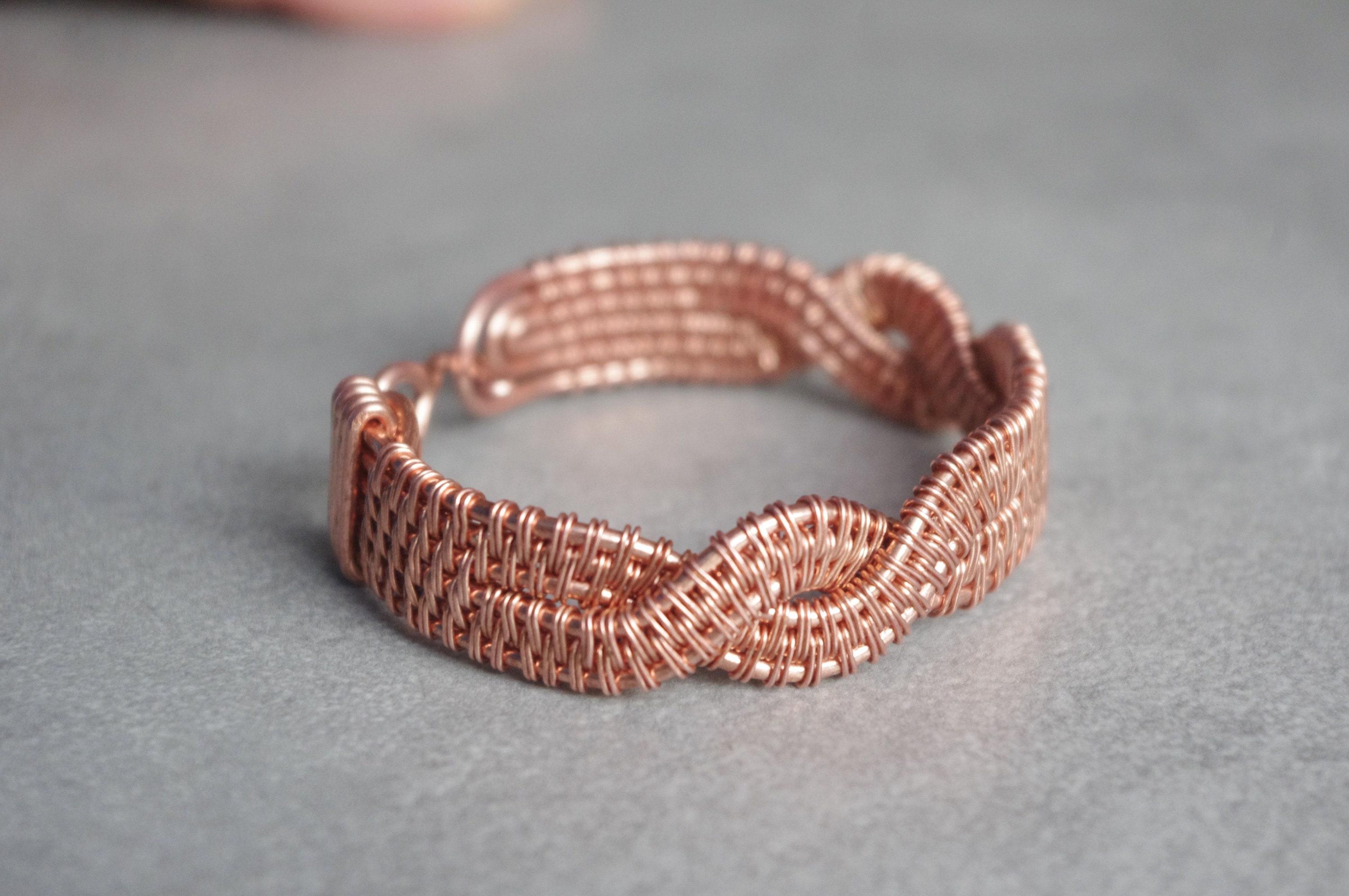 Unique Wire Wrapped Pure Copper Art Bracelet for Woman Antique Style Artisan Copper Jewelry 7th Anniversary Gift for Her 16.5 cm | WireWrapArt