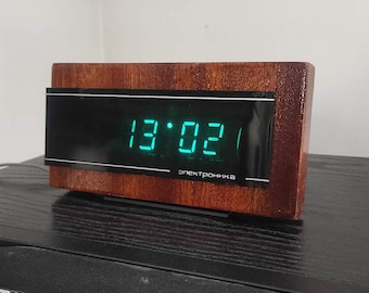 Refurbished working digital rare Soviet VFD alarm table clock Elektronika 6 (Электроника 6). Historical soviet era item.