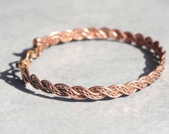 Handcrafted Copper Wire Braid Bracelet, Sine Wave Pattern