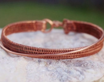 Minimalist Bronze Wire Wrapped Bracelet, Handmade Jewelry
