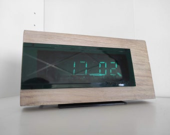 Refurbished vintage Soviet VFD alarm table clock Elektronika 6 (Электроника 6). Ussr comunism era historical item.