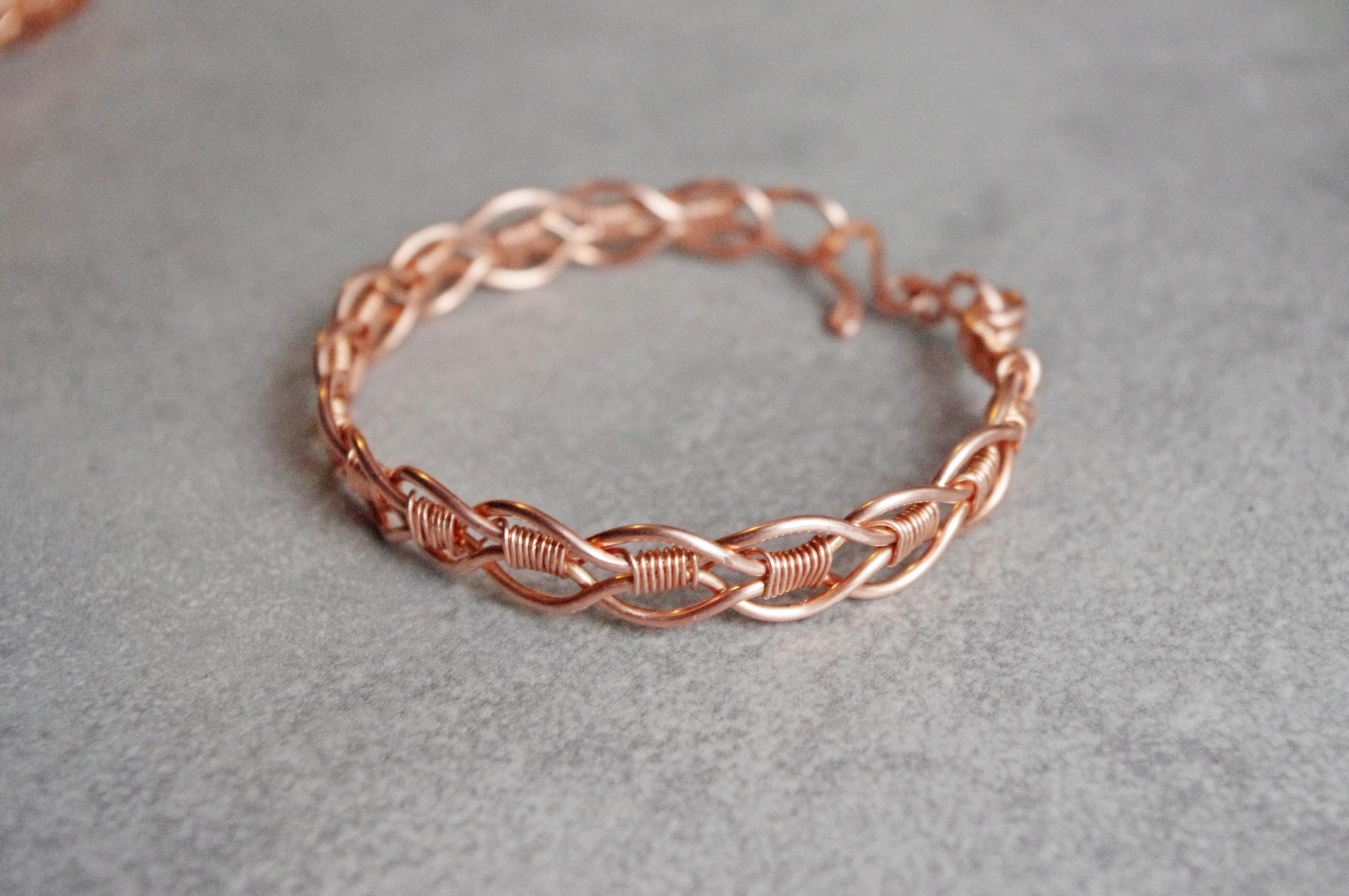 Pure Copper Bracelet. Wire Wrapped Cuff Bracelet. Double Wave Etsy