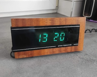 Refurbished working digital rare Soviet VFD alarm table clock Elektronika 6 (Электроника 6). Historical soviet era item.