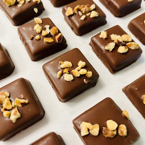 Chocolate Covered Hazelnut Caramels