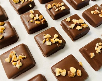 Chocolate Covered Hazelnut Caramels