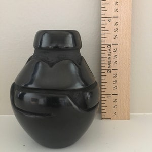 santa clara, native american black ware pot, signed by denise martinez