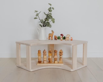 Solid Wood Montessori Toy Shelf | Modular Kids Room Storage