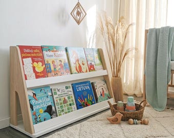 Solid Wood Montessori Bookshelf, Nursery Bookcase