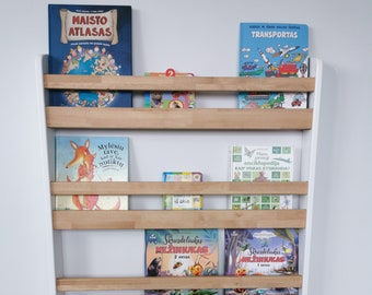 Montessori Bücherregal / Massivholz Bücherregal für Kinder / Montessori Bücherregal / An der Wand befestigtes Bücherregal / Kinderzimmerregal