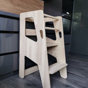 Solid wood Exclusive Montessori tower, kitchen tower, tower helper for toddler, step stool with aditional safety protection