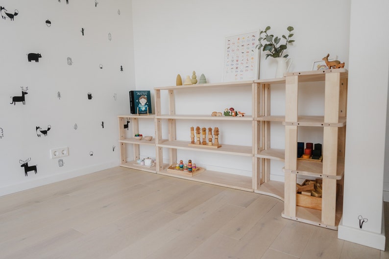 Montessori shelf / Solid wood shelf for kids / Kids toy storage / Nursery shelves zdjęcie 2