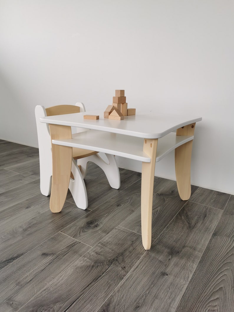 Ensemble table et chaises pour enfants/ Table et chaises Montessori en bois pour tout-petits et enfants/ Meubles pour enfants image 2