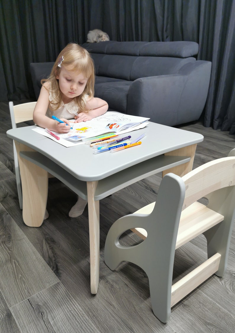 Ensemble table et chaises pour enfants/ Table et chaises Montessori en bois pour tout-petits et enfants/ Meubles pour enfants image 6