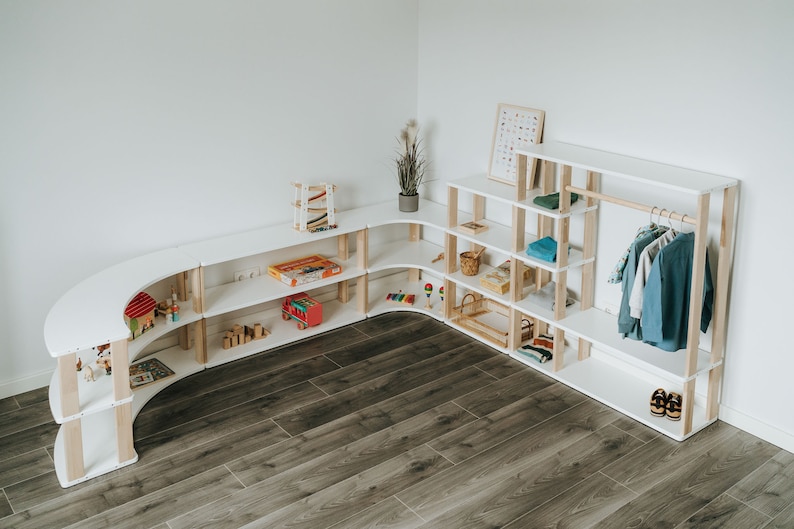 Montessori shelf / Solid wood shelf for kids / Kids toy storage / Nursery shelves image 1