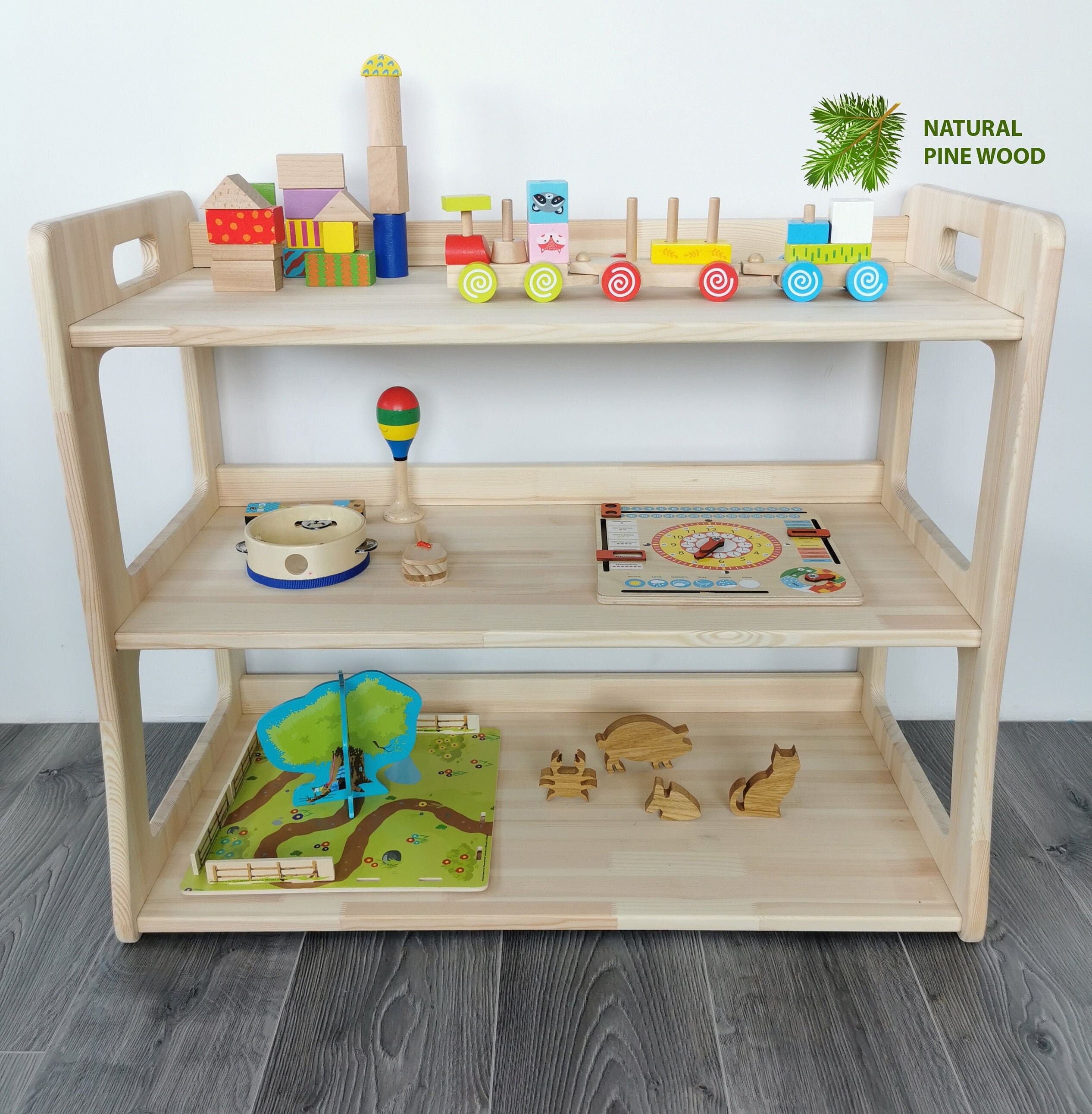 Montessori shelf / Solid wood shelf for kids / Kids activity Etsy