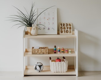 Étagère Montessori / Étagères en bois massif pour enfants / Rangement de jouets pour enfants / 5 tailles différentes