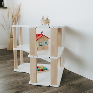 JARED - Montessori Toy Shelf - Toddler Corner Toy Shelf - Corner Toy Storage
