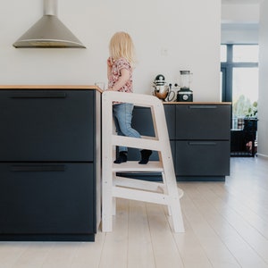 Solid wood Montessori tower, kitchen tower, tower helper for toddler, step stool with aditional safety protection