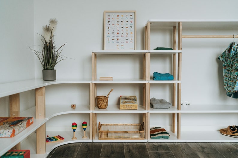 Montessori shelf / Solid wood shelf for kids / Kids toy storage / Nursery shelves zdjęcie 10